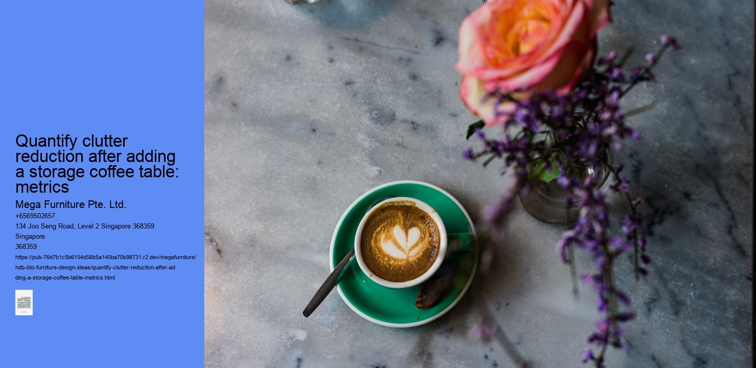 Quantify clutter reduction after adding a storage coffee table: metrics
